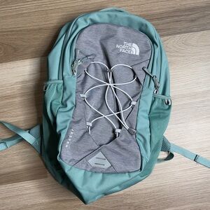 North Face jester sea foam green backpack.